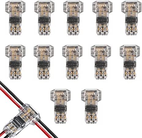 TIMESETL T connectors, 12 Pack Low Voltage T tap Cable connectors, no Need for Insulating Tape to wrap, Waterproof and dustproof for Branching in Wires Connection Cable