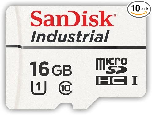 SanDisk 16GB Industrial MLC MicroSD SDHC UHS-I Class 10 SDSDQAF3-016G Bulk (10 Pack)