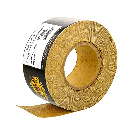 Dura-Gold Premium - 80 Grit Gold - Hook & Loop Backing Longboard Continuous Sandpaper Roll, 2-3/4" Wide, 12 Yards Long - For Automotive & Woodworking Air File Long Board Sanders, Hand Sanding Blocks