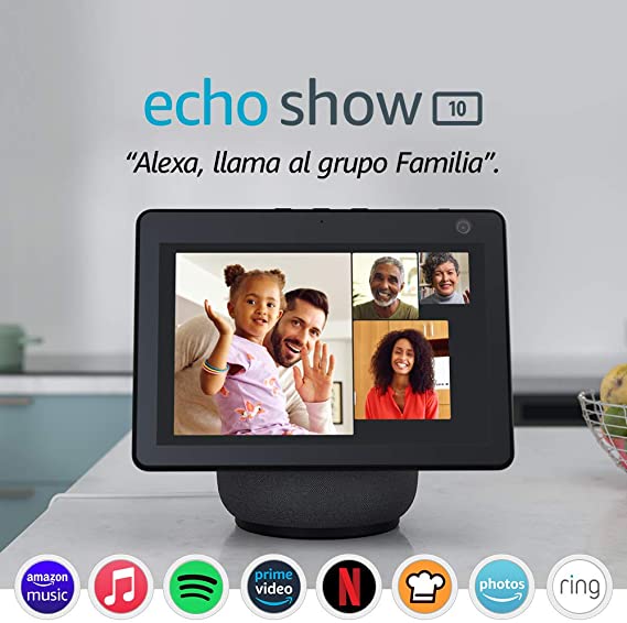 Echo Show 10 (3.ª generación) | Pantalla inteligente HD con movimiento y Alexa, Antracita