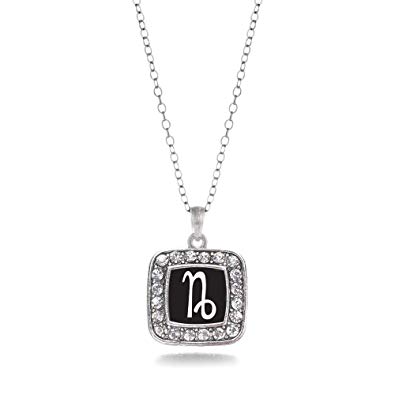 Inspired Silver - Silver Square Charm 18 Inch Necklace with Cubic Zirconia Jewelry