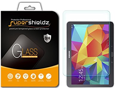 Samsung Galaxy Tab 4 10.1 inch Tempered Glass Screen Protector, Supershieldz Anti-Scratch, Anti-Fingerprint, Bubble Free, Lifetime Replacement Warranty