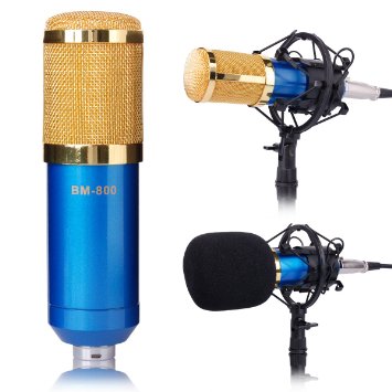 XCSOURCE BM-800 Condenser Sound Studio Recording Microphone Mic Broadcast Dynamic Shock Mount Blue TH038