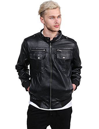 Youstar Men's Moto Racer Faux Leather Hooded Jackets