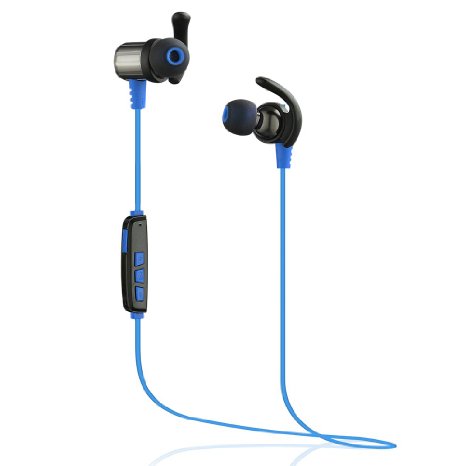 TONESOUL Bluetooth 4.1 Wireless Sport Headphones Magnetic In-ear Running Jogging Earbuds Sweat-proof Headset with Noise Cancellation-Blue