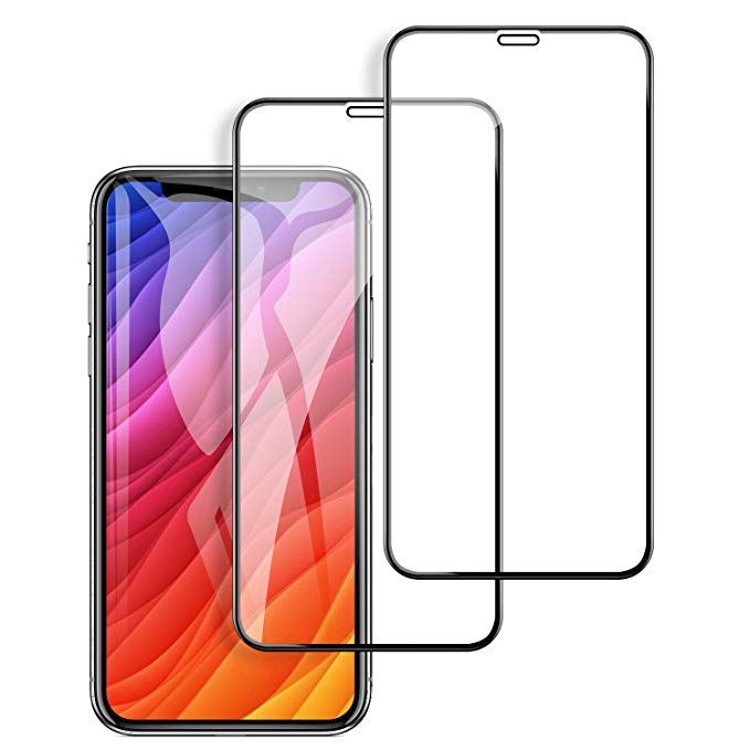 Screen Protector Compatible for iPhone Xs/iPhone X, Tempered Glass Screen Protector [3D Touch] 9D Full Coverage Round Edge, 9H Hardness, No Bubble Work with Most Case (2-Pack, 5.8 inch)