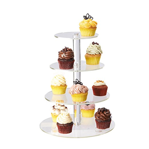 CO-Z Acrylic Cupcake Stand Crystal Clear Dessert Tower (4 Tier)