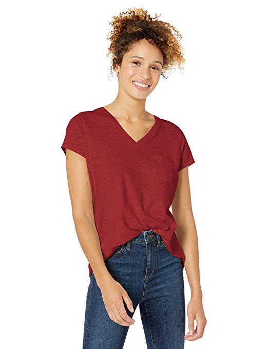Amazon Brand - Goodthreads Women's Vintage Cotton Pocket V-Neck T-Shirt