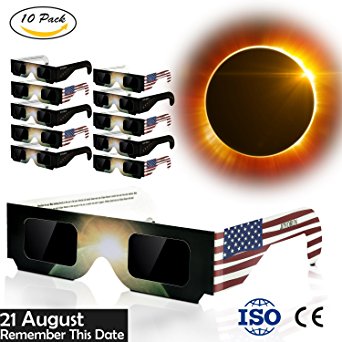 Eclipse Glasses - CE Certified Safe – Protect Your Eyes For Children and Adults Pack of 10