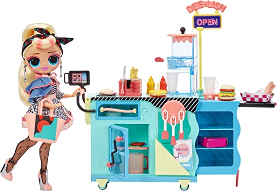 LOL Surprise OMG to-Go Diner Playset with 45  Surprises- Miss Sundae Exclusive Fashion Doll with Color Change Features Including Accessories, Holiday Toy Playset, Great Gift for Kids Ages 4 5 6  Years