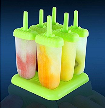 Popsicle Molds - Popsicle Maker BPA-Free Ice Pop Molds Set of 6 from Kitchenne (Green)