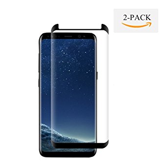 [2-Pack] Galaxy S8 Plus Glass Screen Protector, [No Bubbles][Anti-Glare][Anti Fingerprint] [Case Friendly] 3D Curved Tempered Glass Screen Protector for Samsung Galaxy S8 Plus