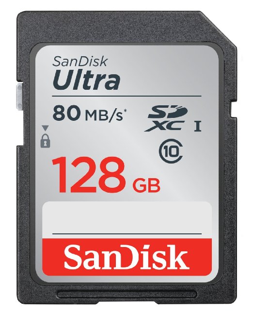 SanDisk 128GB Ultra UHS-I Class 10 SDXC Memory Card Black Standard Packaging SDSDUNC-128G-GN6IN