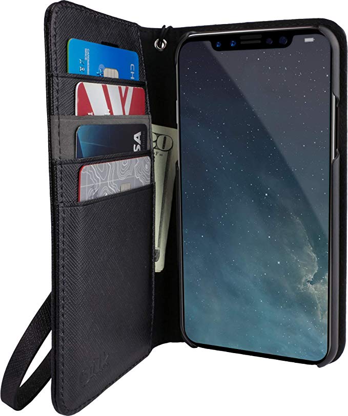 Silk iPhone XR Wallet Case - Keeper of The Things - Folio Wallet Synthetic Leather Portfolio Flip Credit Card Cover with Kickstand - Black Tie Affair