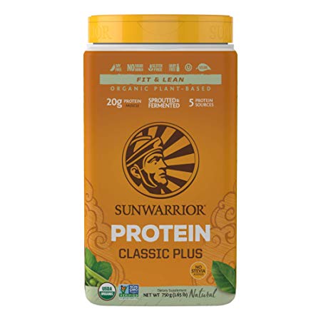 Sunwarrior - Classic Plus, Vegan Protein Powder with Peas & Brown Rice, Raw Organic Plant Based Protein (30, Natural)