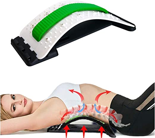 DM Back Stretcher, Lumbar Back Pain Relief Device, Multi-Level Back Massager Lumbar, Pain Relief for Herniated Disc, Sciatica, Scoliosis, Lower and Upper Back Stretcher Support (Green)