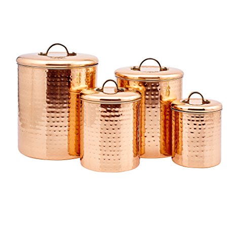 4 Piece Décor Copper "Hammered" Canister Set
