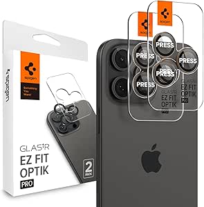 Spigen Camera Lens Screen Protector [GlasTR EZ Fit Optik Pro] Designed for iPhone 16 Pro Max/iPhone 16 Pro [Case Friendly] - Desert Titanium [2 Pack]