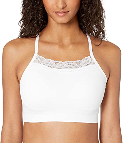 Amazon Brand - Mae Women's Seamless High Neck Bralette with Lace Trim