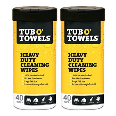 Tub O Towels Heavy-Duty Multi-Surface Cleaning Wipes, Citrus, 7 X 8 Inch, 2 Count