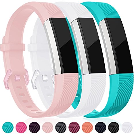 Maledan Replacement Accessories Bands (3 Pack) for Fitbit Alta and Alta HR with Stainless Steel Buckle