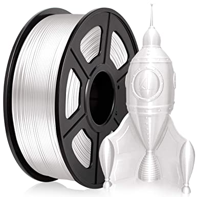 PLA Silk 3D Printer Filament 1.75MM, Sparkly Glitter PLA Silk Filament 1KG for 3D Printing PLA Shiny Silky White
