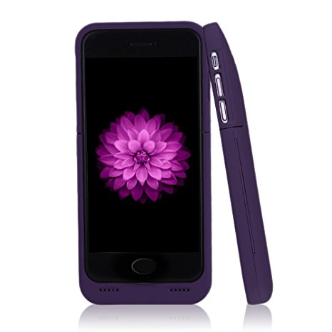 For iPhone 6/6s Charger Case, BSWHW 3500mAh 4.7” iPhone 6/6S Portable Battery Case with Pop-out Kickstand Extended Battery Pack Rechargeable Power Protection case Backup Juice Bank (New purple)