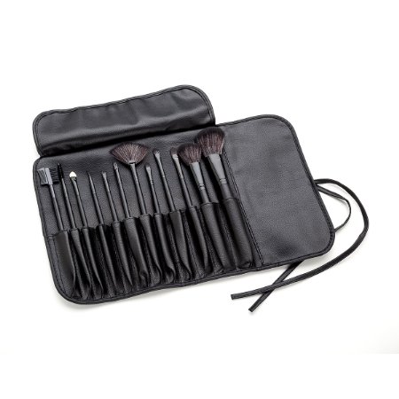 12 Piece Professional Cosmetic Makeup Eye Brush Set, Handcrafted, Synthetic Brush Kit, Leather Case to Hold Powder, Blush, Eye Lash, Eye Liner, Shadow Applicators, and Smudging Sponge