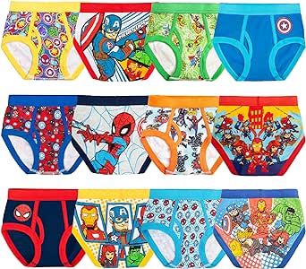 Marvel Boys' Toddler Exclusive 12-pk Unboxing Spiderman & Superhero Friends Briefs Perfect for Gifting & Potty Training