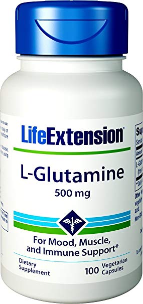 Life Extension L-Glutamine 500 mg 100 Vegetarian Capsules