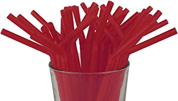 Made in USA Pack of 250 Red Flexible (8.25" X 0.23") Unwrapped Plastic Drinking Straws (FDA-approved, Non-toxic, BPA-free)