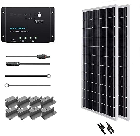 Renogy 200 Watt 12 Volt Monocrystalline Solar Starter Kit with Wanderer