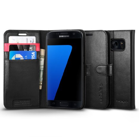 Galaxy S7 Case Spigen Wallet S Stand Feature Black Premium Wallet Case with STAND Flip Cover for Samsung Galaxy S7 2016 - 555CS20027
