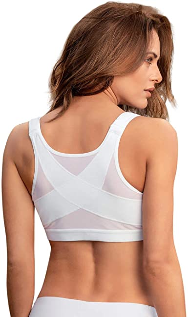 Leonisa Back Support Posture Corrector Wireless Bra Adjustable Front Closure