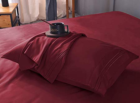 Cool Bamboo Luxury 1800 Series Ultra Soft Sheet Set– Wrinkle Free, Machine Washable/Dryable, Hypoallergenic, Fade Resistant Bedding Set – 3-Piece-Twin/XL-Burgundy