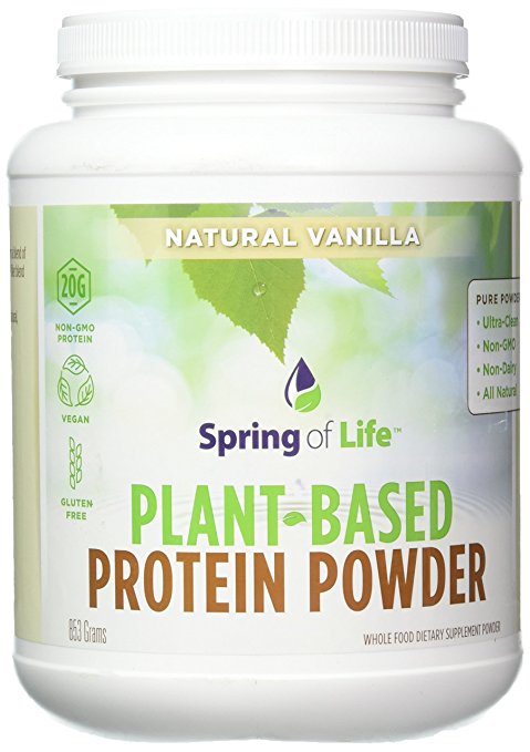 Spring Of Life Plant-Based Protein Powder, Vegan, Non-GMO, Hypoallergenic, Vanilla, 853 Grams