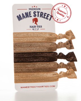 Elastic Hair Ties (Neutral) Mane Street Hair Ties - Made From The Best Fold Over Elastic Material On The Market - No Tug Durable Knotted Elastic Ribbon - Prevents Ponytail Holder Headache - Heat Sealed Ends - Buy Your Stylish Hair Bands Today