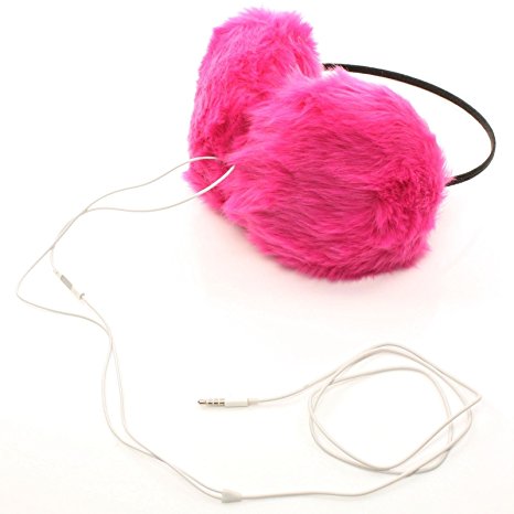 Furry Removable Earphone Headphones Speaker Winter Faux Animal Fur Ski