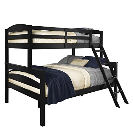 Dorel Living Brady Twin over Full Solid Wood Kid's Bunk Bed with Ladder, Black