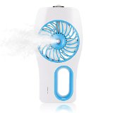 iEGrow Handheld USB Mini Misting Fan with Personal Cooling Mist Humidifier and Built-in 2000mAh 18650 Rechargeable Battery for Home Office and TravelBlue
