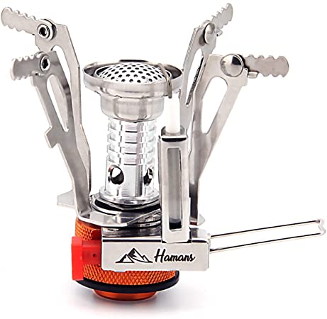 Hamans Camping Stove, Backpacking Stove, Pocket Camp Stove, Ultralight and Portable, with Piezo Ignition
