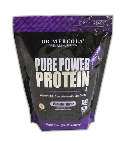 Dr. Mercola Pure Power Protein Vanilla - Whey Protein Concentrate With Chia Seeds - Naturally Flavored - Dietary Supplement - 31oz (1 lb. 15 oz) (880g)