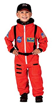 Aeromax Jr. Astronaut Suit with Embroidered Cap and NASA patches, ORANGE, Size 8/10
