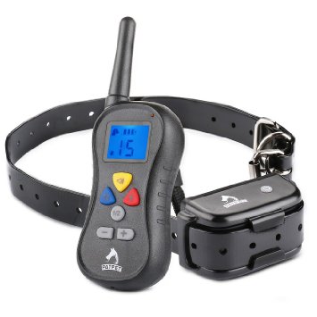 Patpet PTS-018 Rechargeable Dog Training Collar with Remote - Has Shock, Vibration and Tone with Backlight LCD, Separate Silicone Buttons and Waterproof Receiver for Large, Medium and Small Dog!