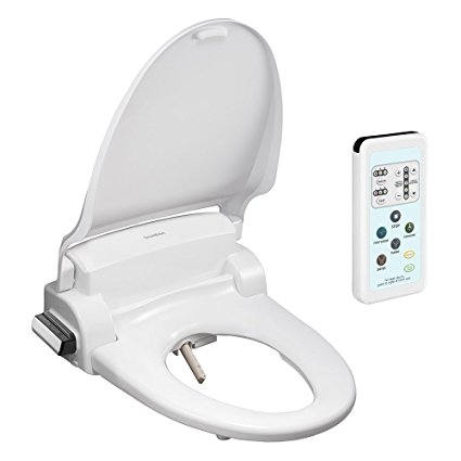 SmartBidet SB-1000 Electric Bidet Seat for Round Toilets with Remote Control- Electronic Heated Toilet Seat with Warm Air Dryer and Temperature Controlled Wash Functions, White