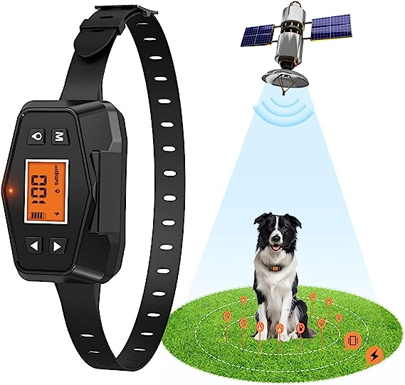 Wireless Dog Fence, 98-3280FT Electric Dog Fence, Waterproof GPS Wireless Dog Fence Collar Wireless Fence for Dogs, Pet Containment System Wireless Dog Fence System for Mid Large Dog Training Outdoor