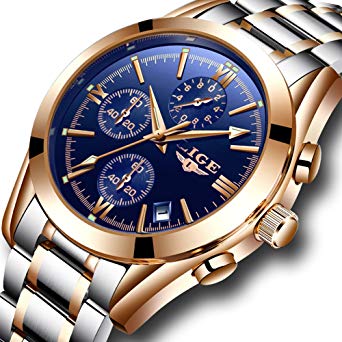 Mens Watches Fashion Casual Full Steel Sport Quartz Watch Men Luxury Brand LIGE Waterproof Business Dress Wristwatch