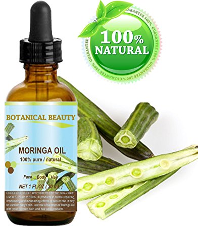 Botanical Beauty Moringa Oil . 100% Pure / Natural / Undiluted Cold Pressed Carrier Oil. 1 Fl.oz.- 30 ml. For Skin, Hair, Lip And Nail Care. "Moringa Oil Is A Nutrient Dense, High In Palmitoleic, Oleic And Linoleic Acids, Moisturizing Fatty Acids And Vitamins A, C And E."