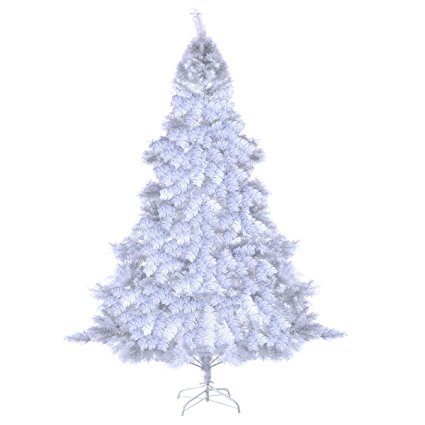 Goplus 7Ft Artificial PVC White Christmas Tree with Metal Stand Holiday Season Indoor Outdoor White (7 Feet)