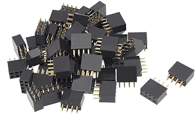 uxcell 50Pcs 2.54mm Pitch 2x4-Pin Double Row Straight Connector Female Pin Header Strip PCB Board Socket